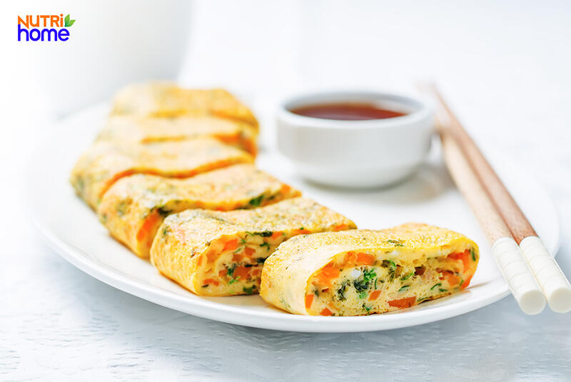 Nhấn vào ảnh để phóng to Trứng cuộn rau củ chiên - món ăn cho bé biếng ăn