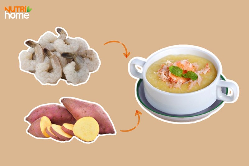 Món ăn cho người máu nhiễm mỡ, Cháo tôm khoai lang và nấm