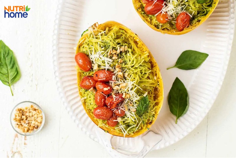 món ăn giảm mỡ máu, Bí sợi mì sốt Pesto hạnh nhân