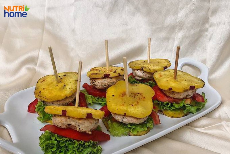 món ăn từ khoai lang cho người đái tháo đường, Hamburger khoai lang ức gà