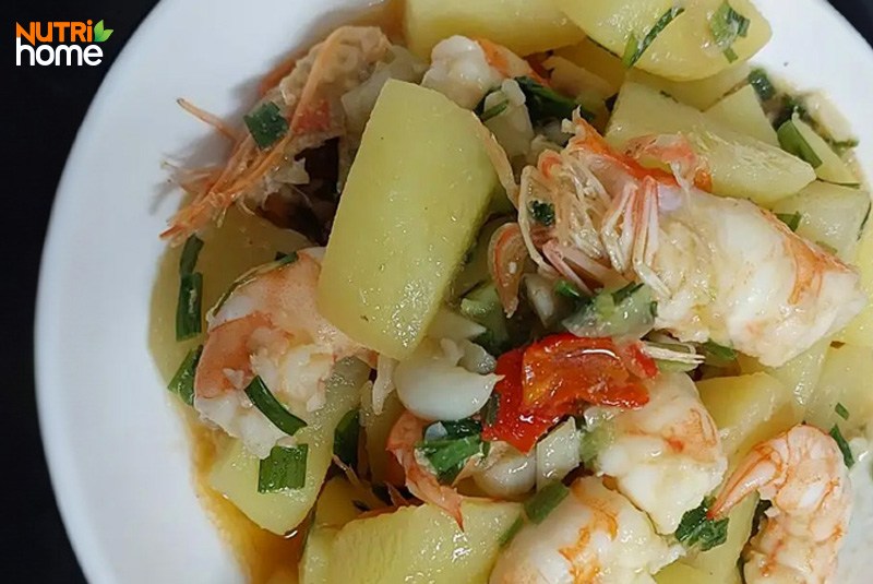 Khoai tây xào tôm cho người bệnh tiểu đường