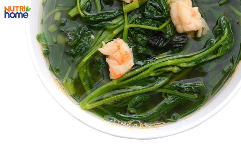 Canh rau lang nấu tôm tươi cho người bị tiểu đường