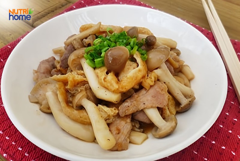 Nấm xào đậu hũ thịt nạc cho người bị tiểu đường
