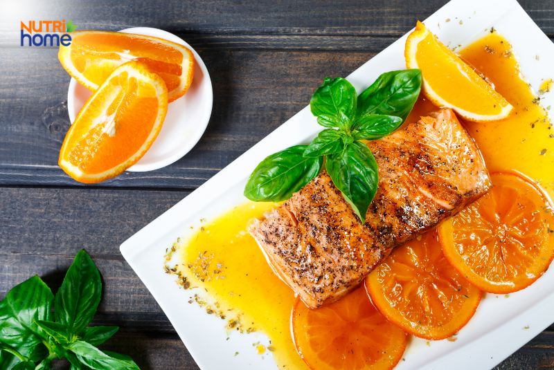 Cá hồi sốt cam sành cho người bị đái tháo đường