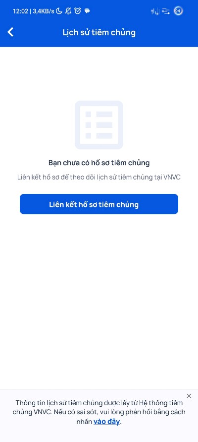tra cứu lịch sử tiêm chủng VNVC trên Mobile App VNVC, bước 3