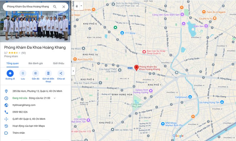 Phòng khám Đa khoa Hoàng Khang – 285 Bà Hom quận 6