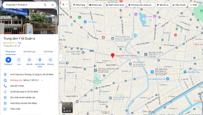 Phòng khám Đa khoa thuộc Trung tâm Y tế Quận 6