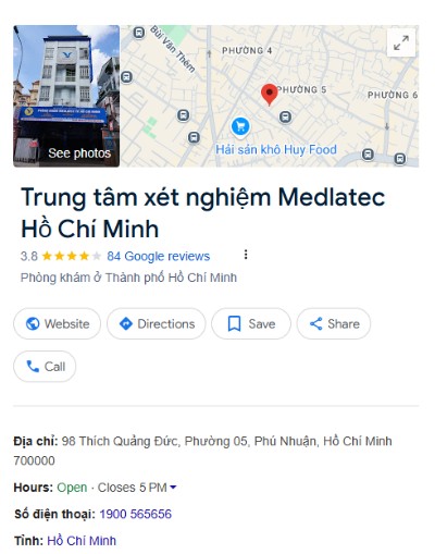 Phòng khám MEDLATEC tại 98 Thích Quảng Đức