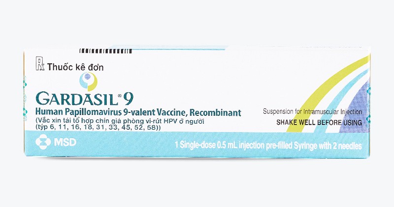 Hộp vắc xin Gardasil 9 phòng HPV với 9 tuýp virus phổ biến