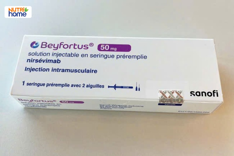Hộp thuốc Beyfortus 50mg chứa kháng thể đơn dòng nirsevimab dùng phòng ngừa RSV cho trẻ sơ sinh