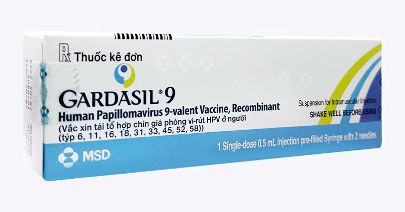 Hộp vacxin Gardasil 9 chủng bảo vệ mở rộng tới 9 loại virus HPV gây ung thư.