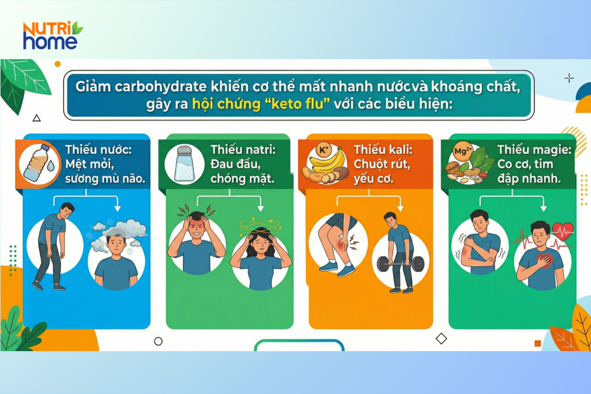 Mất nước và thiếu khoáng chất khi ăn keto