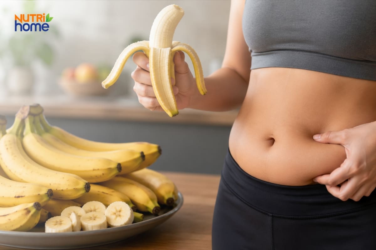Ăn quá nhiều chuối mỗi ngày dễ dư calo, tích mỡ bụng và tăng cân