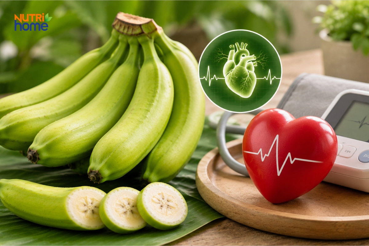 Chuối xanh giàu kali hỗ trợ tim mạch và huyết áp