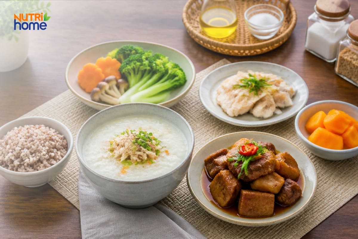 Bữa ăn mềm, dễ tiêu, ít dầu mỡ cho người cao tuổi