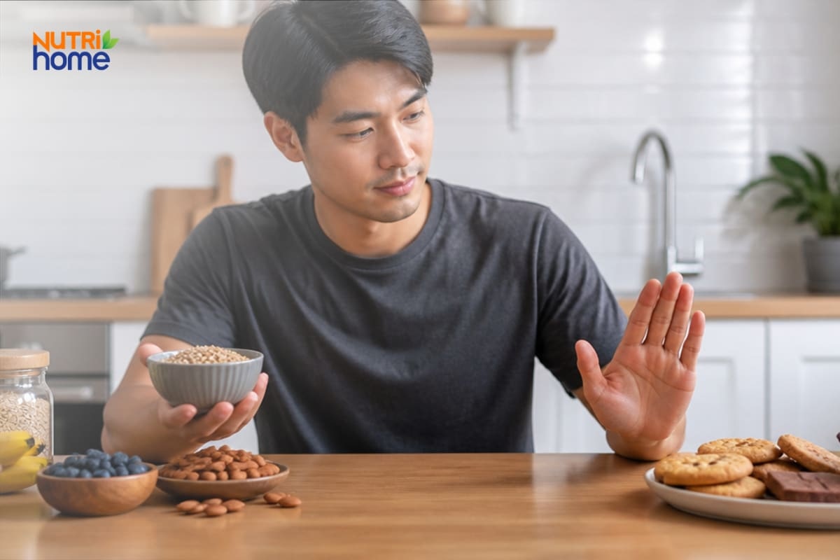 Người đàn ông chọn ngũ cốc thay cho bánh kẹo ngọt