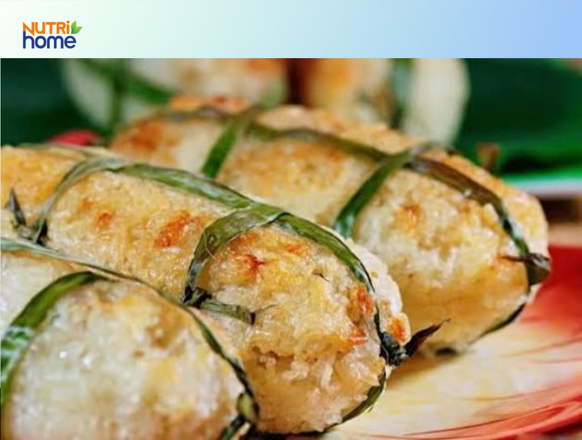 Món chuối tây bọc nếp nướng lá chuối kiểu miền Tây Nam Bộ