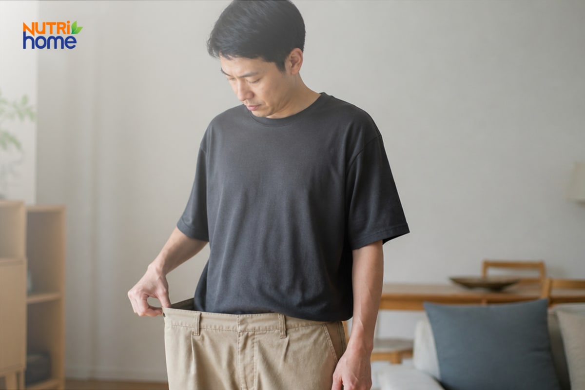 Người đàn ông sụt cân bất thường với chiếc quần rộng thùng thình